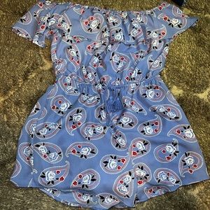 COPY - Blue patterned off the shoulder romper